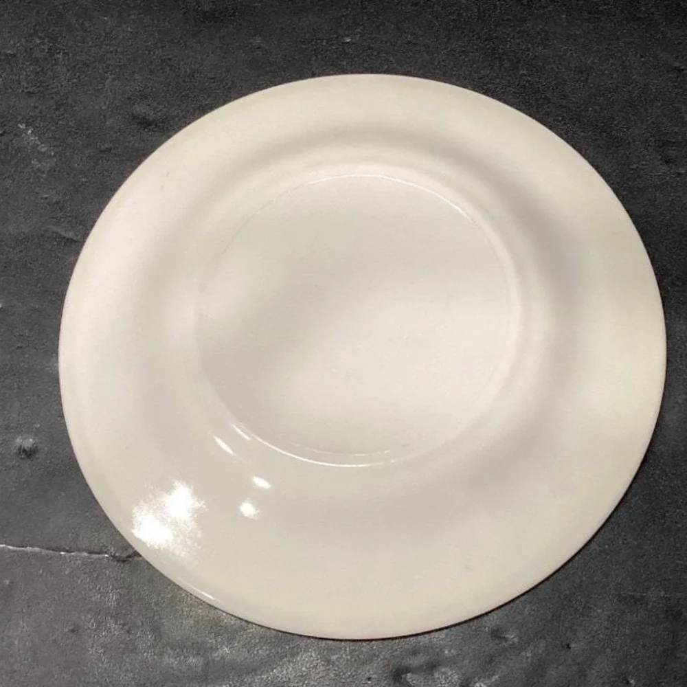 Anchor Hocking Fish Scale Ivory‎ White Basketweave Saucers, Set Of 2, Uranium